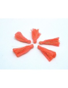 Lot de 5 Pompons rose fluo et doré 3cm en coton et polyester 2