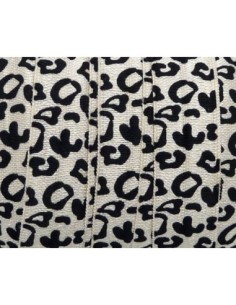 R-1m Ruban élastique 15mm motif panthère beige et noir... 2