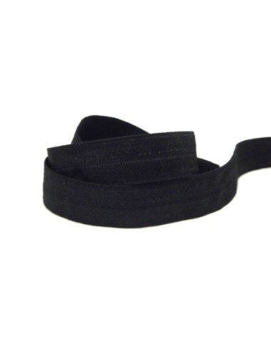 Ruban élastique 15mm noir effet soyeux pour headband