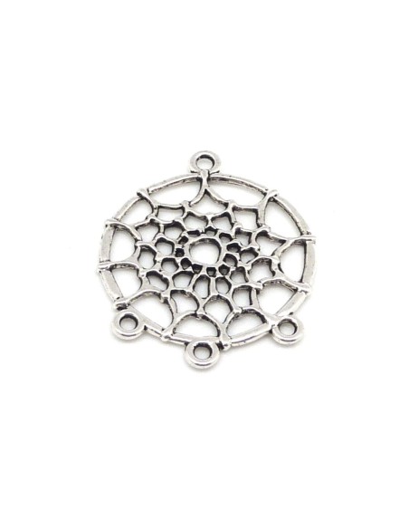 Pendentif attrape rêve Dreamcatcher en métal argenté 