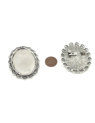 R-Grand Support cabochon broche en métal...