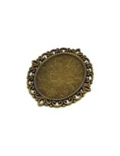 2 Supports cabochon ovale en métal de couleur bronze...