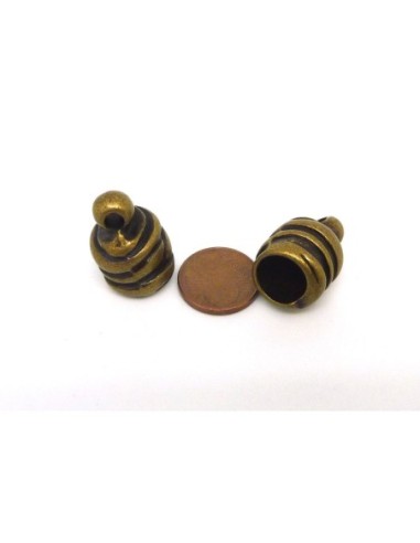 2 Embouts rond strié pour cordon de 10mm en...