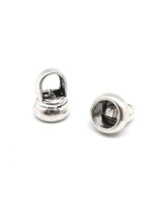 10 Embouts rond pour cordon de 6mm en métal argenté