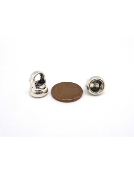10 Embouts rond pour cordon de 6mm en métal argenté
