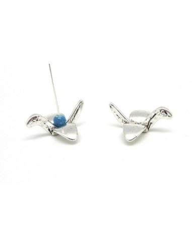 R-5 Perles intercalaires pendentif oiseau origami, oiseau grue, cygne en métal argenté lisse