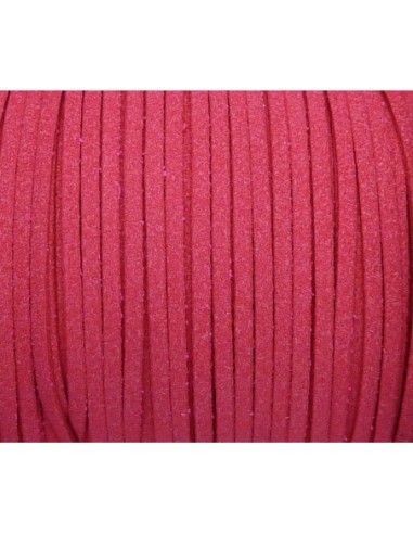 Cordon daim synthétique, suédine de couleur rose fuschia 2,5mm