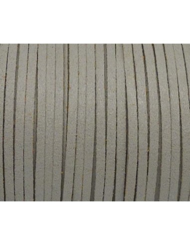 Cordon daim synthétique de couleur gris beige clair 2,5mm