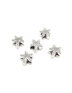 R-10 Perles étoile gravé en métal argenté 11,6mm, à gros...