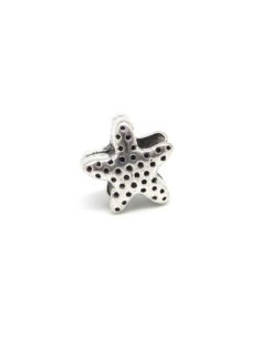 R-10 Perles étoile gravé en métal argenté 11,6mm, à gros... 2