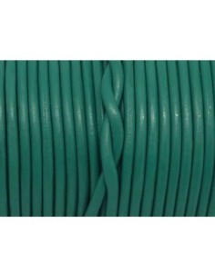 2m Cordon cuir rond 3mm de couleur bleu vert turquoise