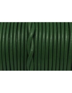 2m Cordon cuir rond 3mm de couleur vert bouteille