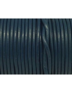 R-2m Cordon cuir rond 3mm de couleur bleu marine, bleu foncé