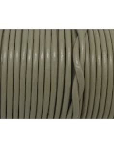 2m Cordon cuir rond 3mm de couleur gris tourdille