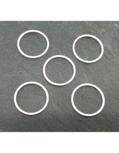 R-5 anneaux fermés rond 15mm en métal argenté fin brillant blanc