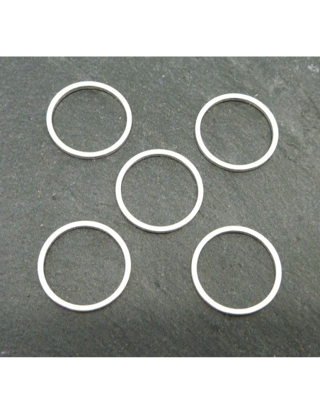 R-5 anneaux fermés rond 15mm en métal argenté fin brillant blanc