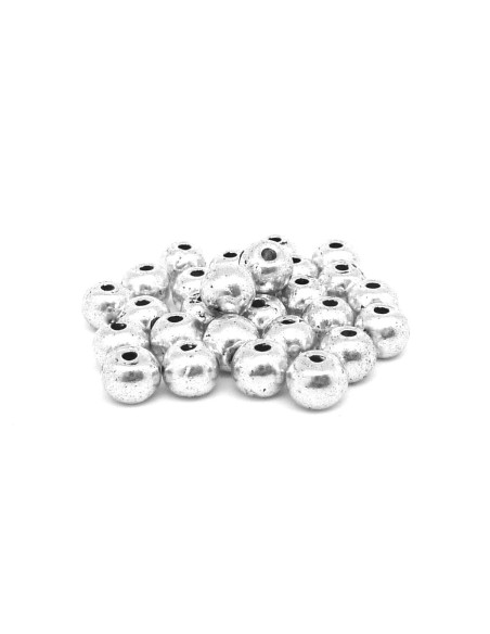 50 Perles ronde 5mm en métal argenté lisse
