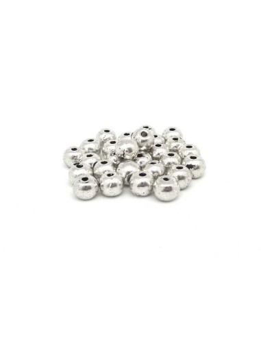 50 Perles ronde 5mm en métal argenté lisse