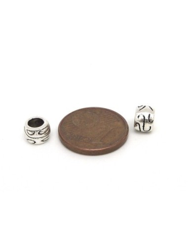 perle en métal argenté pour cordon 3,5mm