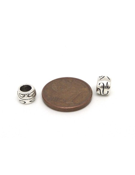 perle en métal argenté pour cordon 3,5mm