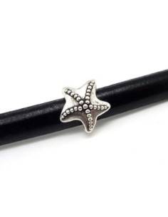 3 Perles passant étoile des mers en métal argenté