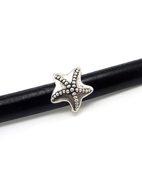 3 Perles passant étoile des mers en métal argenté