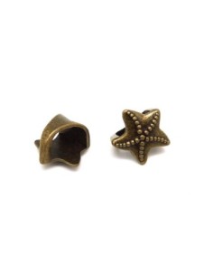 3 Perles passant étoile des mers en métal de couleur bronze 2
