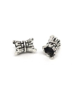 10 Perles diabolo tube travaillé 13mm x 7,5mm en métal...