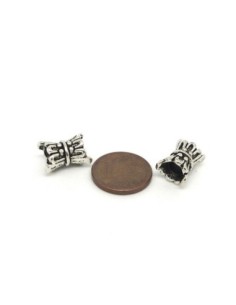 10 Perles diabolo tube travaillé 13mm x 7,5mm en métal... 2