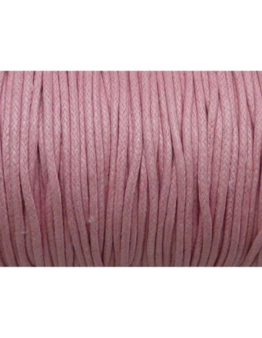 5m Cordon coton ciré 2mm rose pâle, rose layette