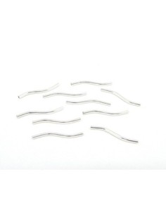 Perle tube en métal argenté brillant lisse