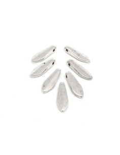 10 breloques navette pampille en métal argenté lisse 15,5mm