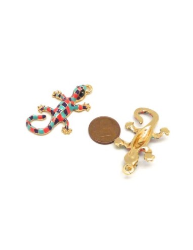 1 Breloque salamandre, pendentif lézard en...