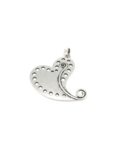 1 Grand Pendentif coeur stylisé 6,8cm en métal argenté...