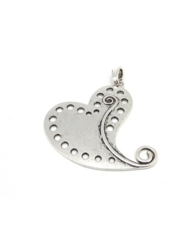 1 Grand Pendentif coeur stylisé 6,8cm en métal...