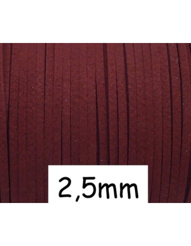 Cordon suédine 2,5mm rouge bordeaux 