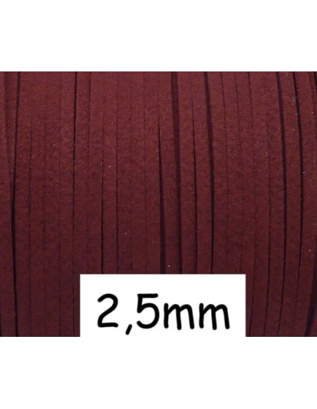 Cordon suédine 2,5mm rouge bordeaux 