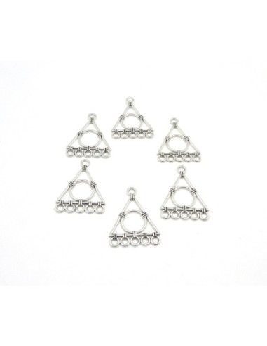 pendentif Intercalaire connecteur triangle en métal argenté