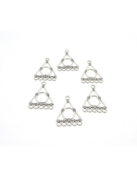 pendentif Intercalaire connecteur triangle en métal argenté