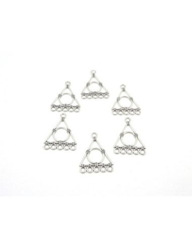 Pendentif triangle connecteur en métal argenté