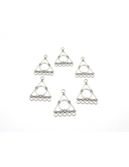 Pendentif triangle connecteur en métal argenté