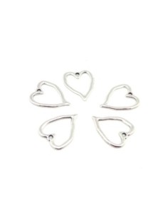 R-10 breloques coeur évidé en métal argenté martelé...