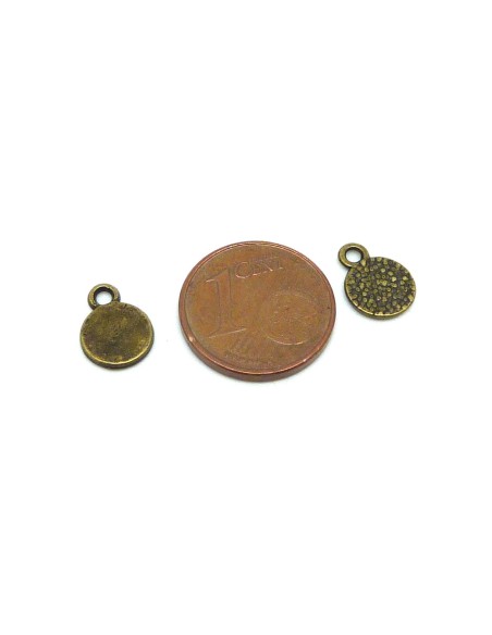 20 petites breloques sequin en métal de couleur bronze