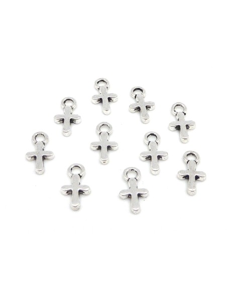 Mini breloque croix argenté en métal pas chère