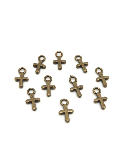 Breloque croix bronze en métal petite