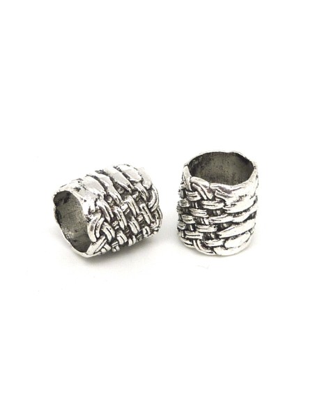 perle à gros trou en métal argenté