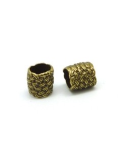 4 Grosses perles travaillé tube à gros trou 9,5mm en...