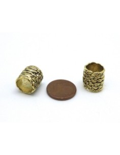 4 Grosses perles tube à gros trou 9,5mm en métal de... 2