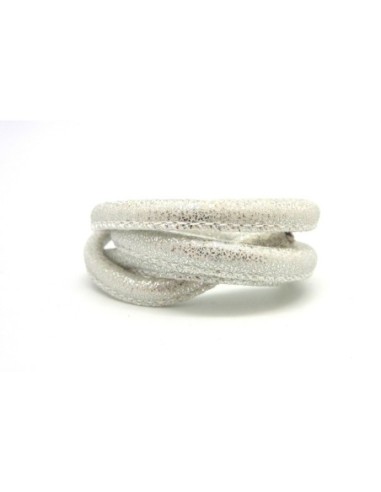 R-50cm Cordon 4,5mm blanc pailleté argenté...