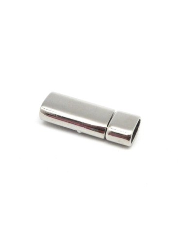 R-Fermoir clip pour cordon cuir lanière ouverture 10,5mm x 5,2mm en métal argenté effet miroir